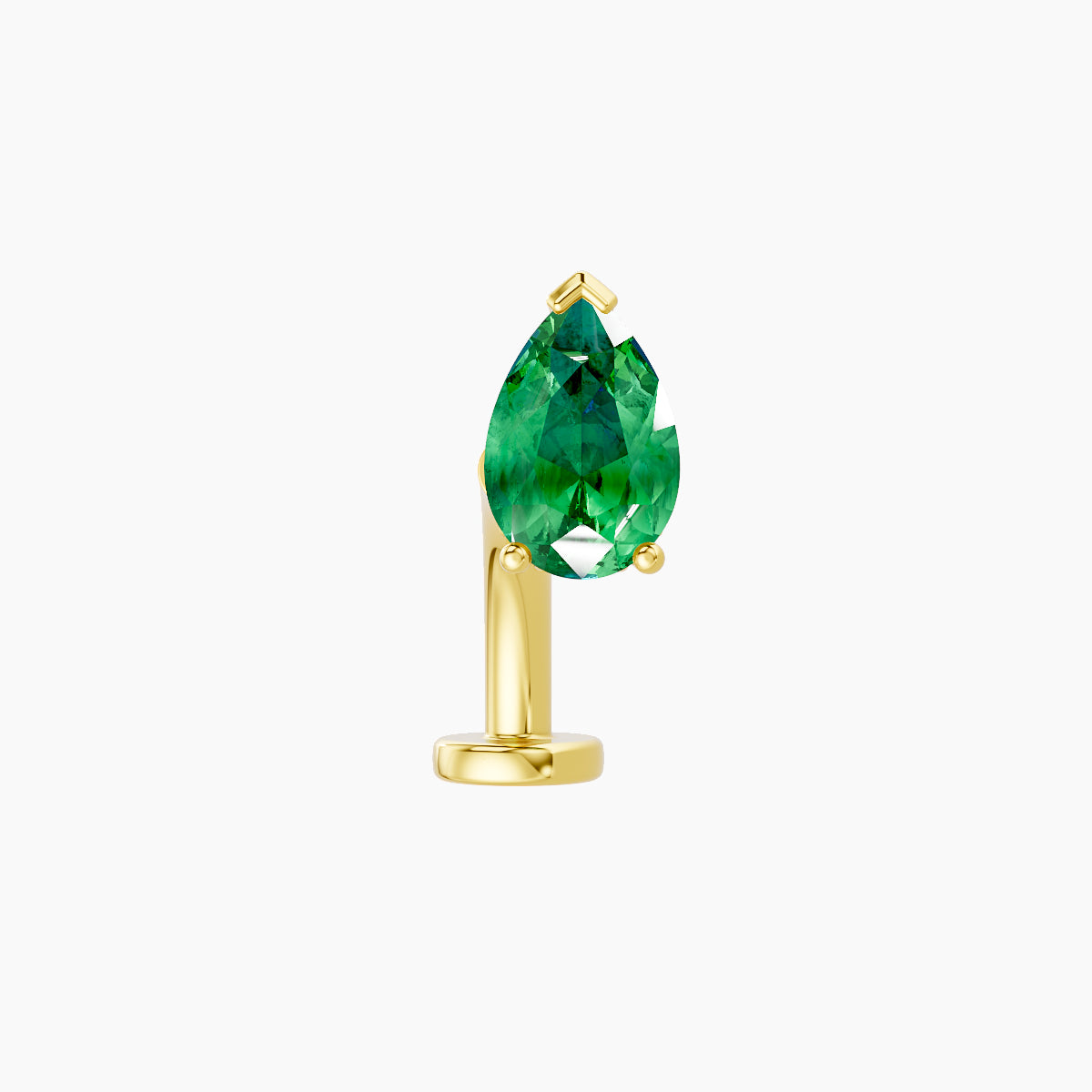 Livia | 18k Yellow Gold 8 mm 7 mm Emerald & Diamond Floating Navel Piercing