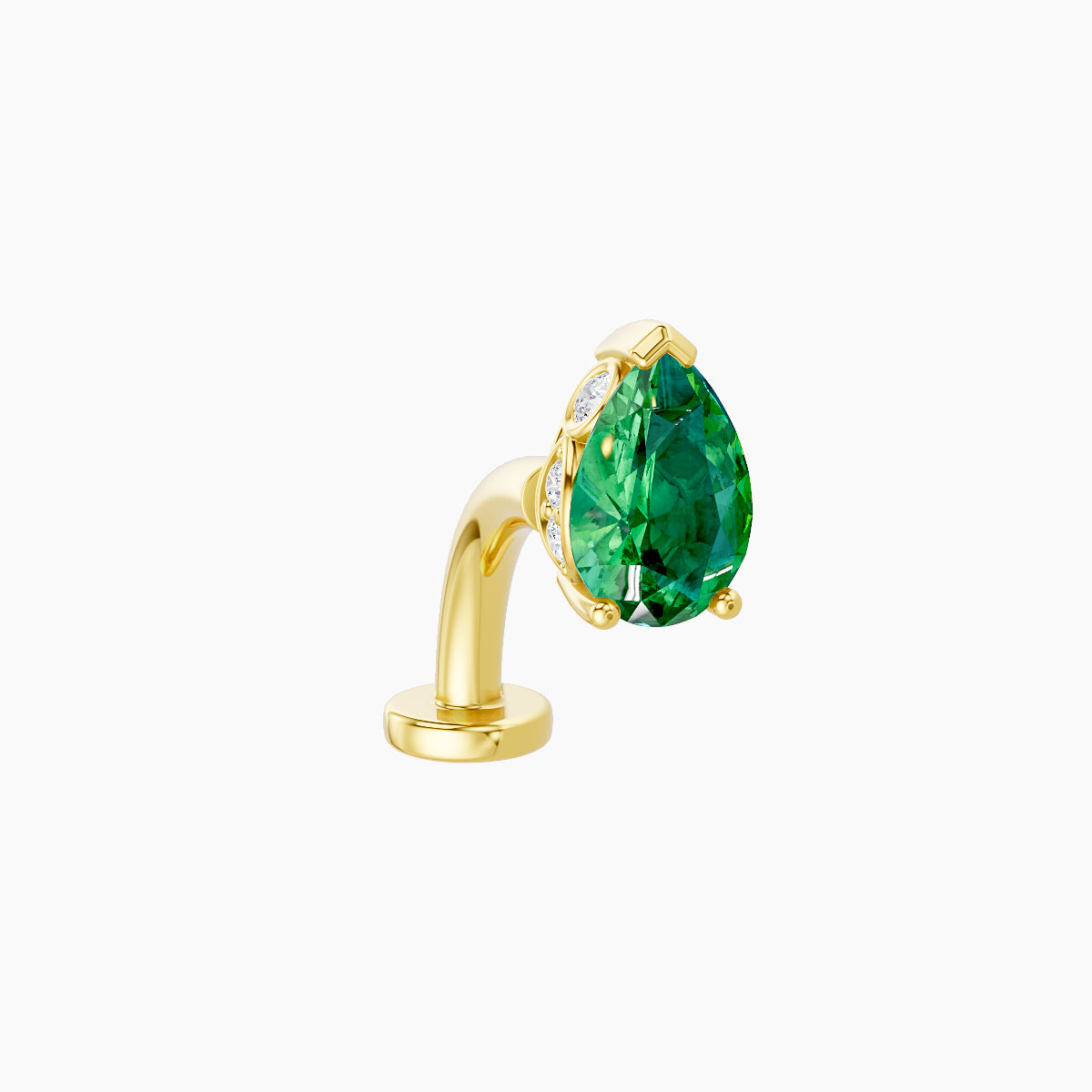 Livia | 18k Yellow Gold 8 mm 7 mm Emerald & Diamond Floating Navel Piercing