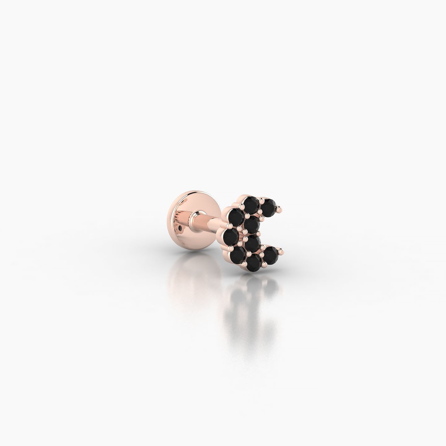 Luna | 18k Rose Gold 5 mm 4.5 mm Moon Black Diamond Piercing