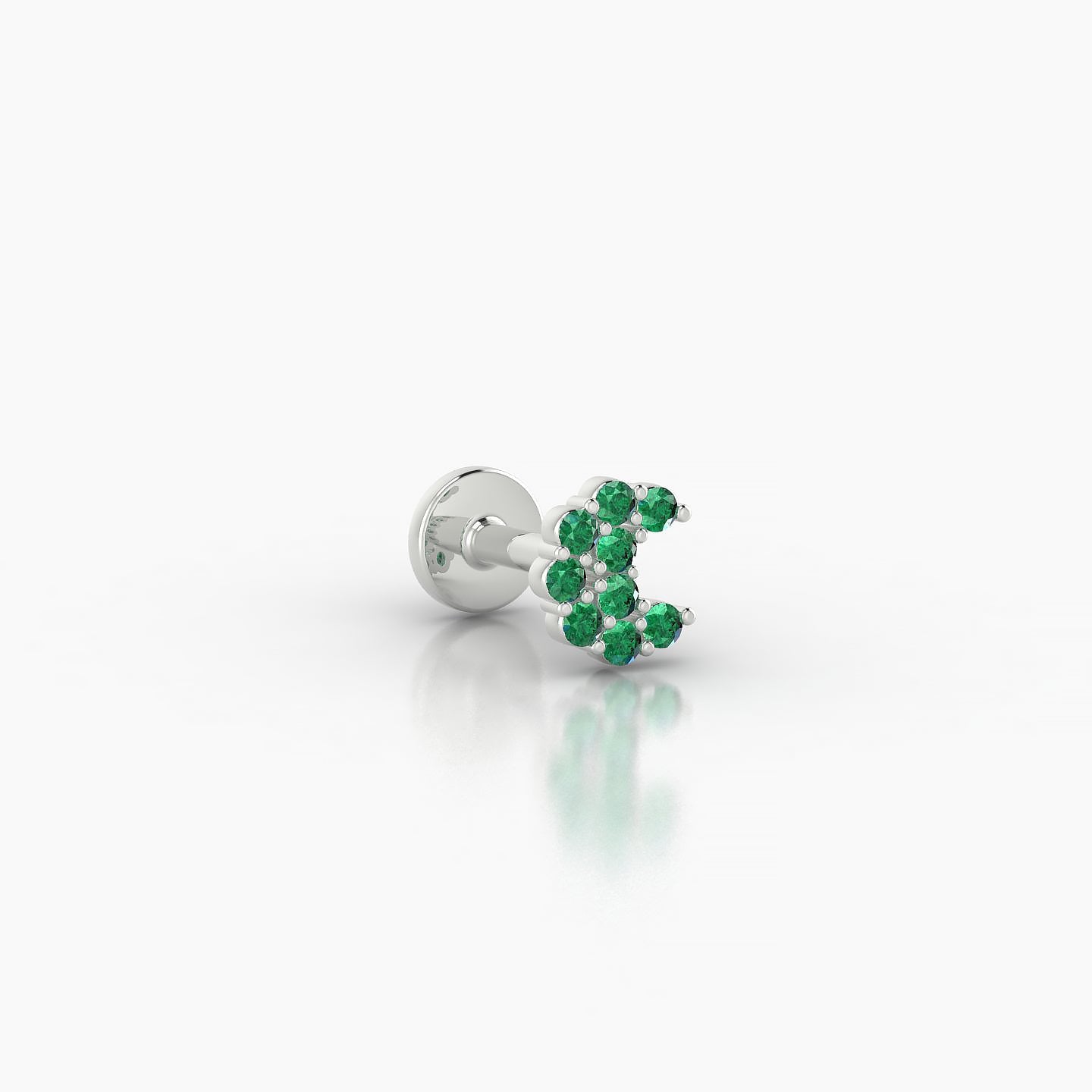 Luna | 18k White Gold 5 mm 4.5 mm Moon Emerald Piercing