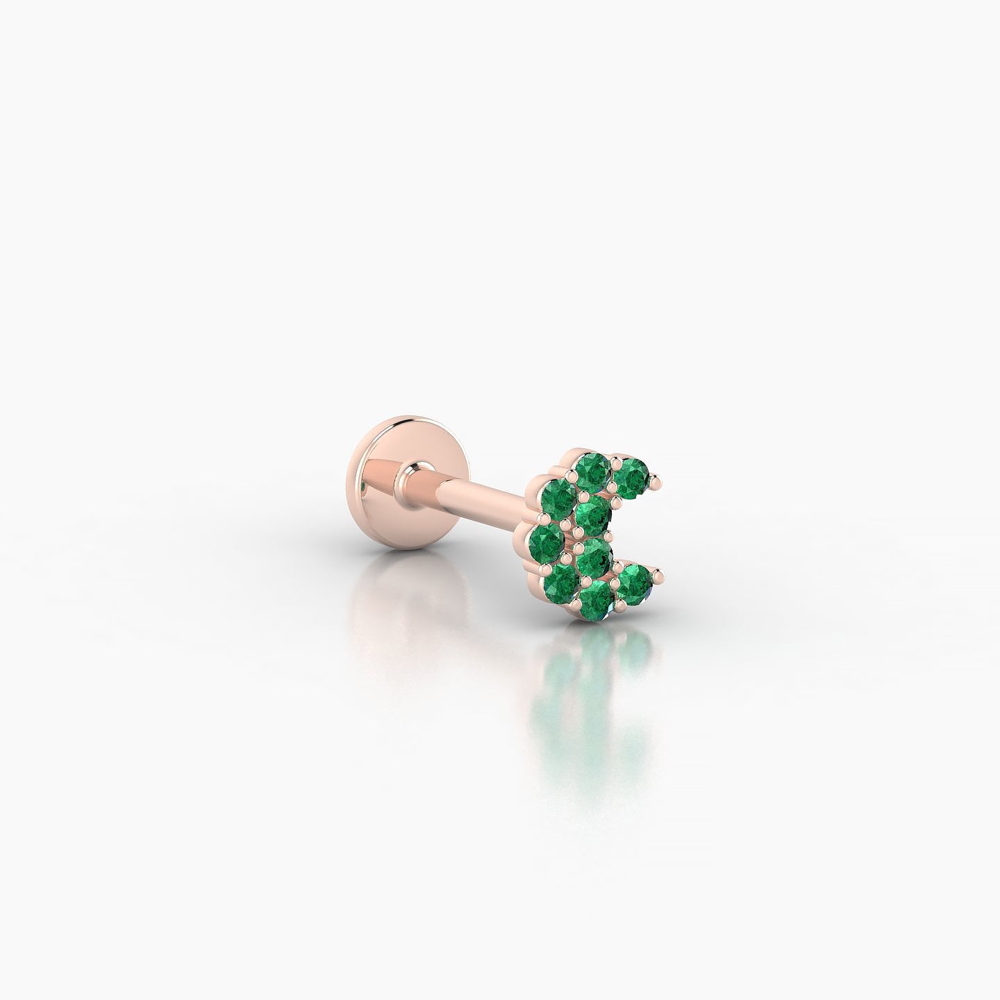 Luna | 18k Rose Gold 8 mm 4.5 mm Moon Emerald Piercing