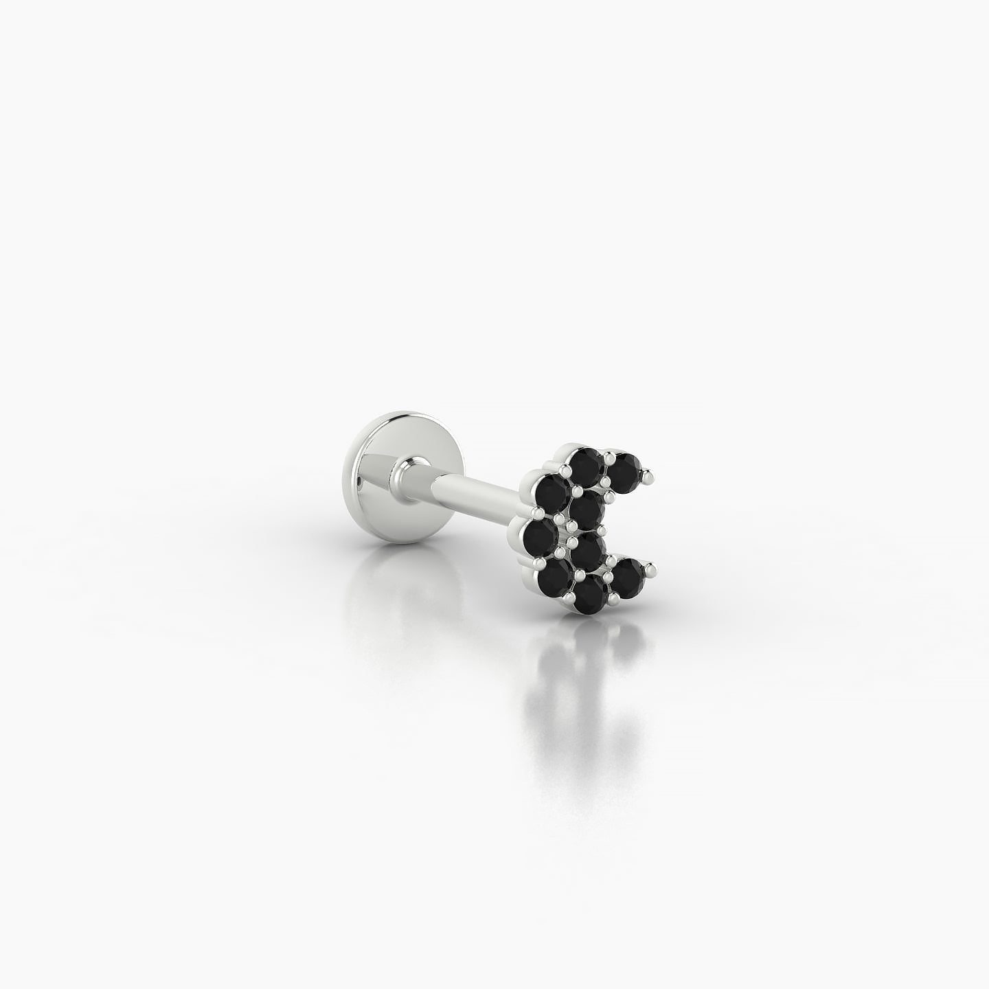 Luna | 18k White Gold 8 mm 4.5 mm Moon Black Diamond Piercing