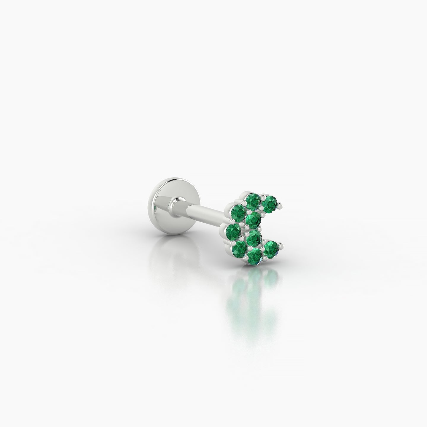 Luna | 18k White Gold 8 mm 4.5 mm Moon Emerald Piercing