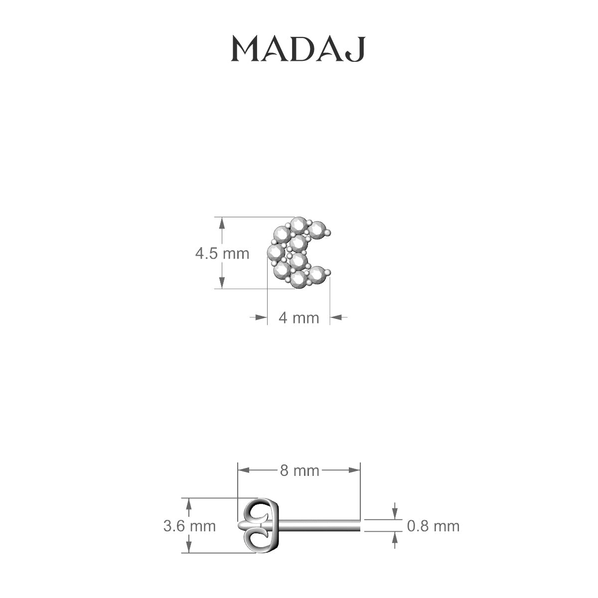 Luna | 18k White Gold 4.5 mm Moon Diamond Earring