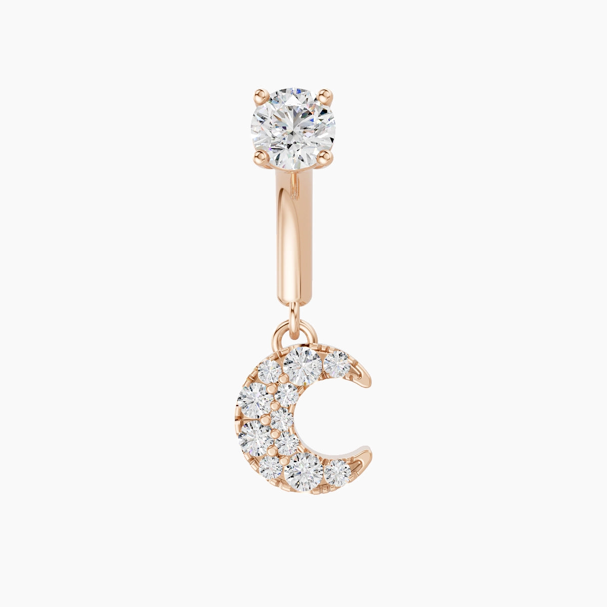 Luna | 18k Rose Gold 6 mm Moon Diamond Rook Piercing