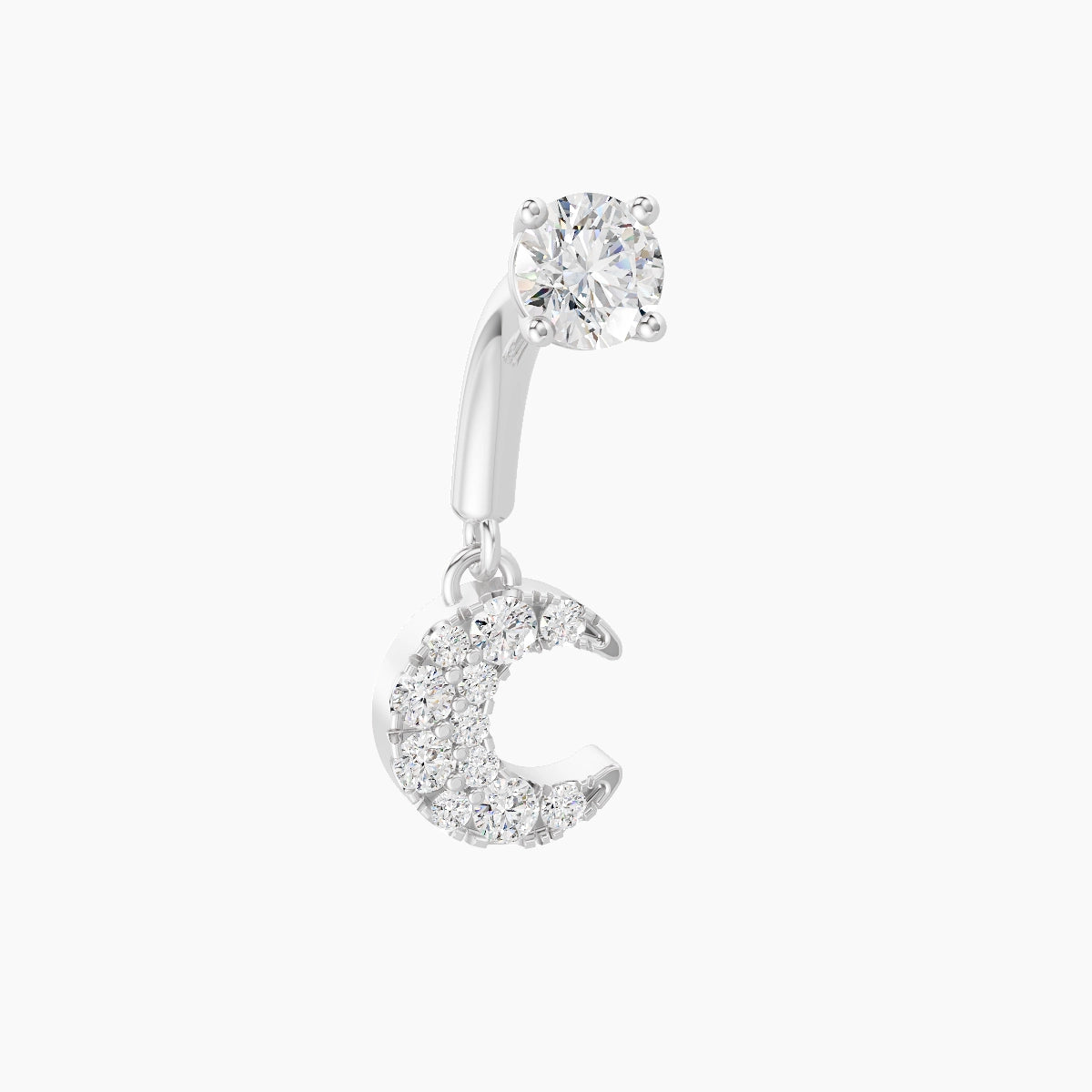Luna | 18k White Gold 6 mm Moon Diamond Rook Piercing