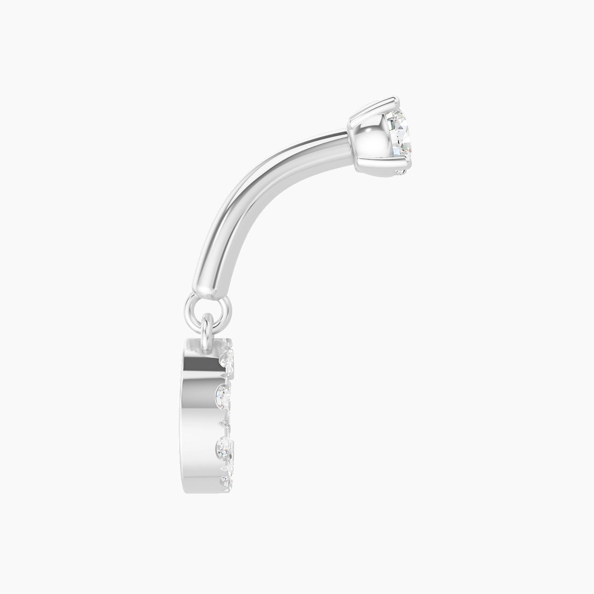 Luna | 18k White Gold 6 mm Moon Diamond Rook Piercing