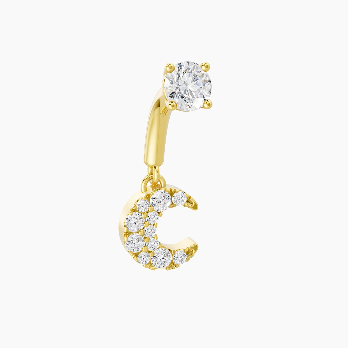 Luna | 18k Yellow Gold 6 mm Moon Diamond Rook Piercing