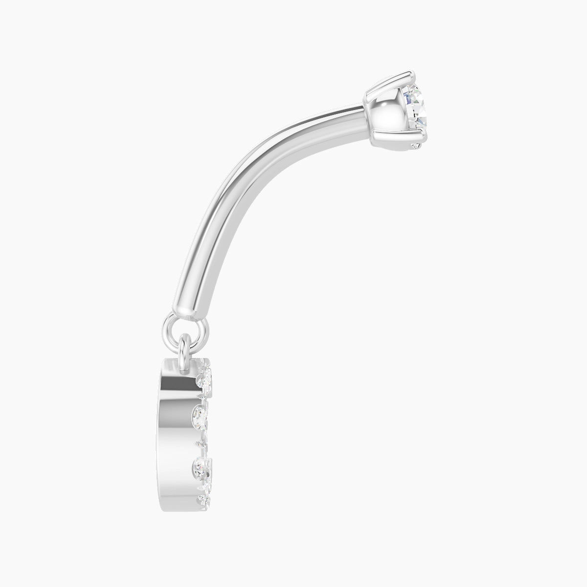 Luna | 18k White Gold 8 mm Moon Diamond Rook Piercing