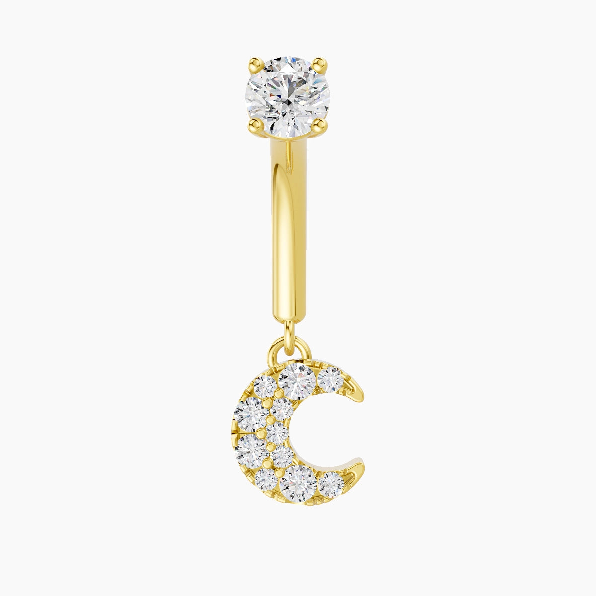 Luna | 18k Yellow Gold 8 mm Moon Diamond Rook Piercing