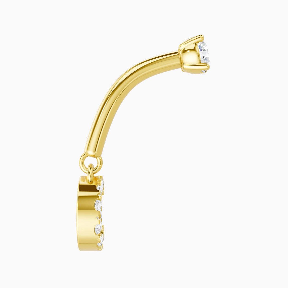 Luna | 18k Yellow Gold 8 mm Moon Diamond Rook Piercing