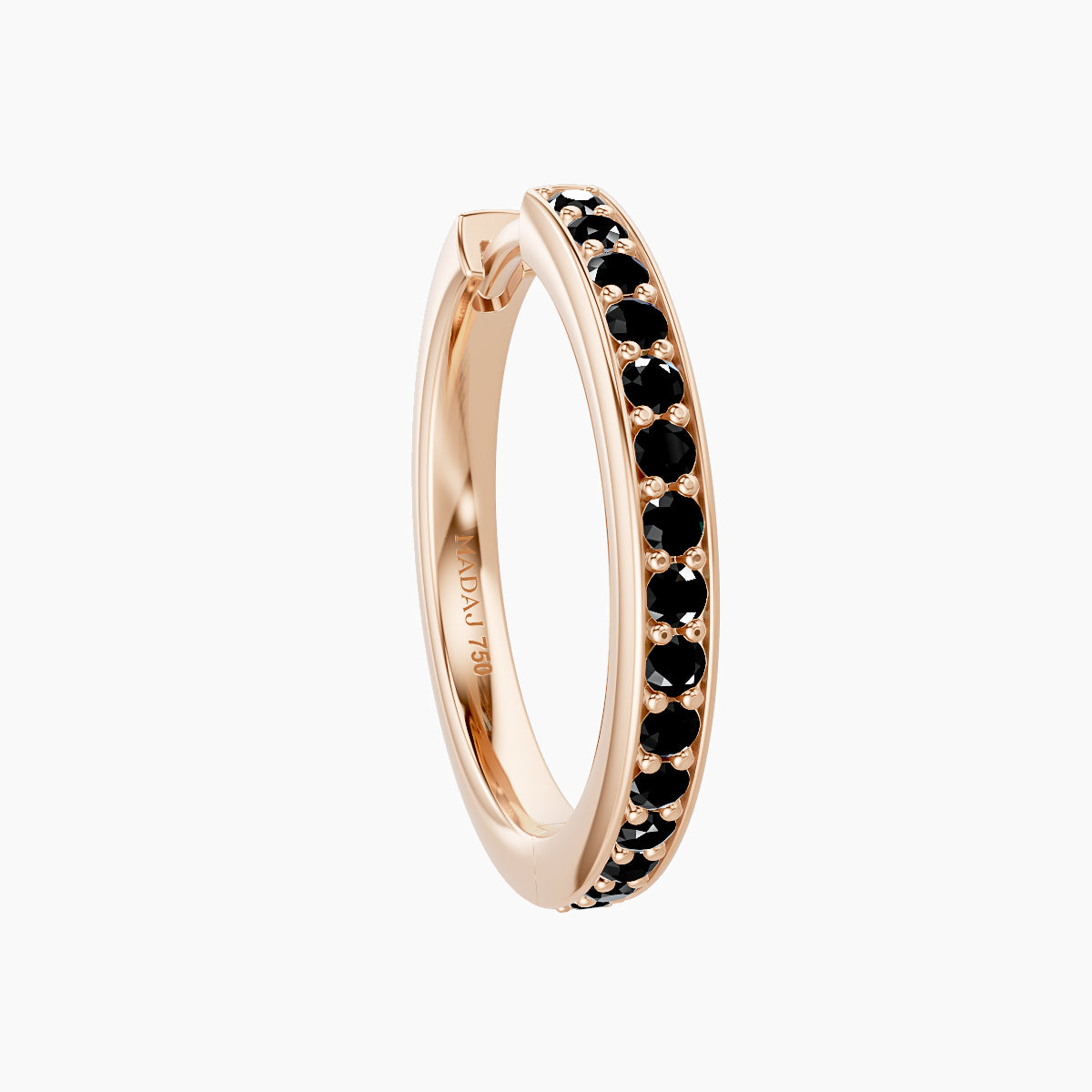 Lyssa | 18k Rose Gold 11 mm Black Diamond Hoop Piercing