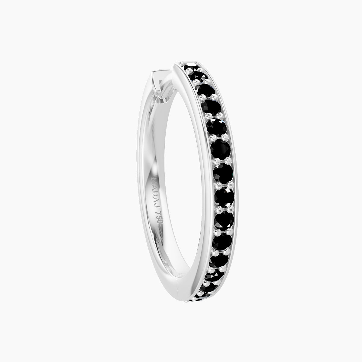 Lyssa | 18k White Gold 11 mm Black Diamond Hoop Piercing