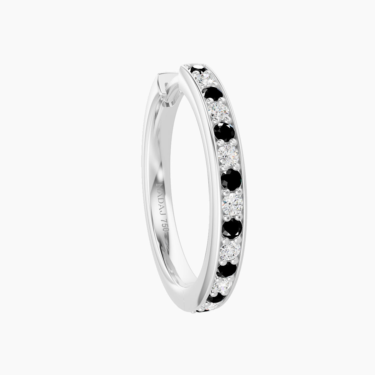 Lyssa | 18k White Gold 11 mm Black Diamond & Diamond Hoop Piercing
