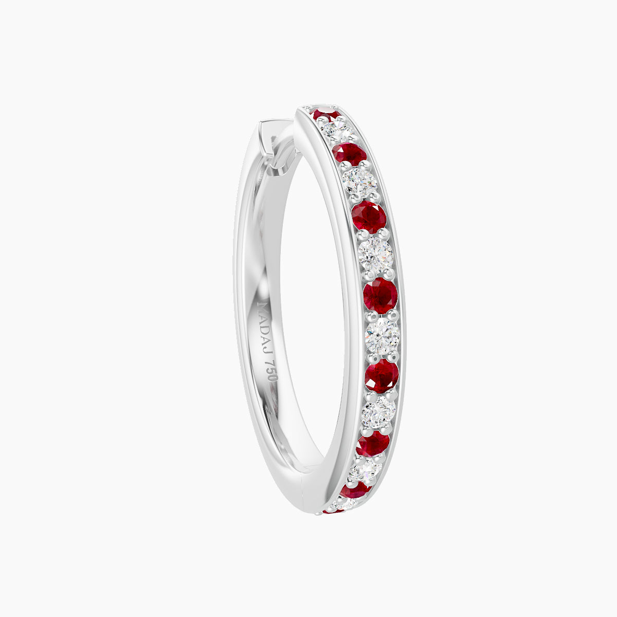 Lyssa | 18k White Gold 11 mm Ruby & Diamond Hoop Piercing