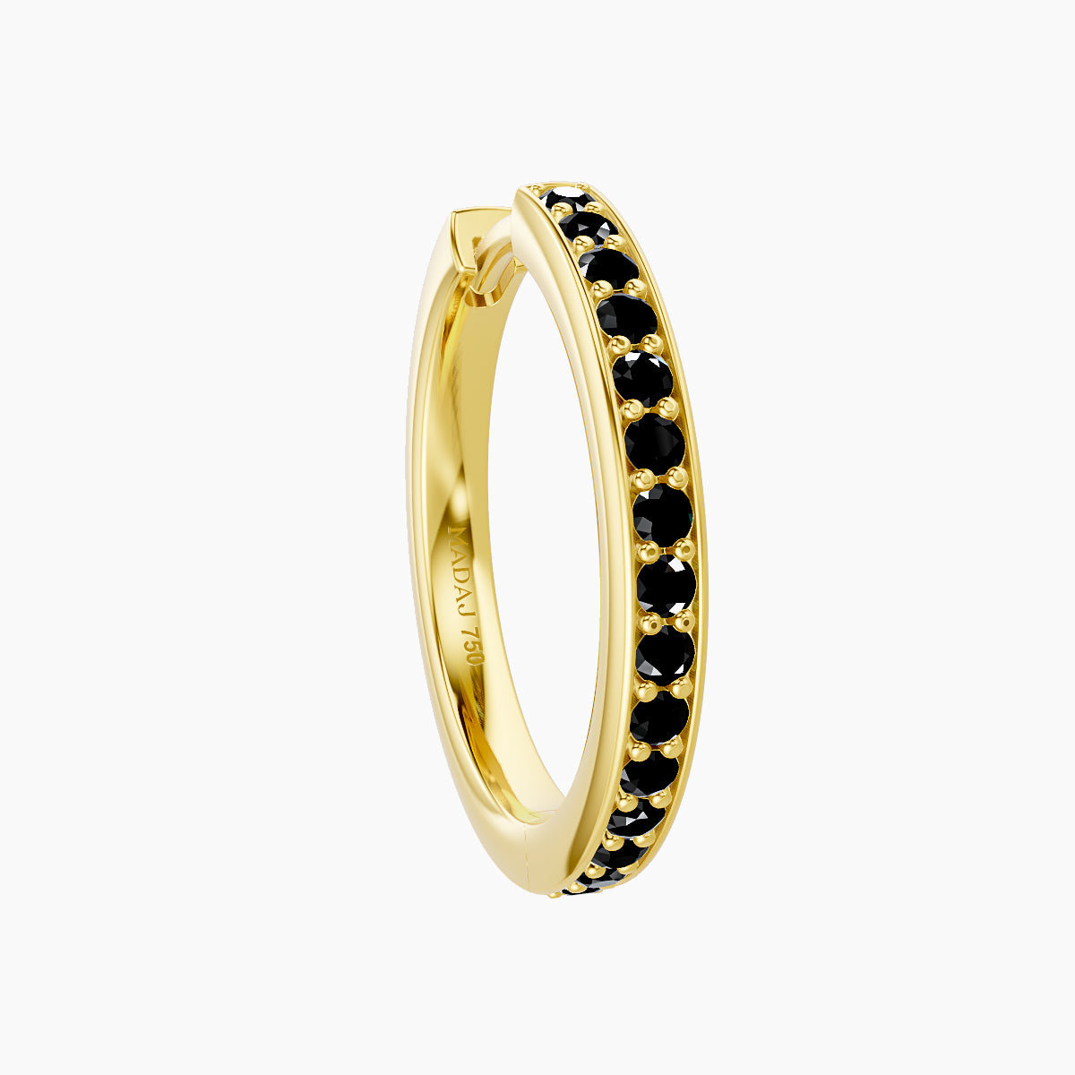 Lyssa | 18k Yellow Gold 11 mm Black Diamond Hoop Piercing