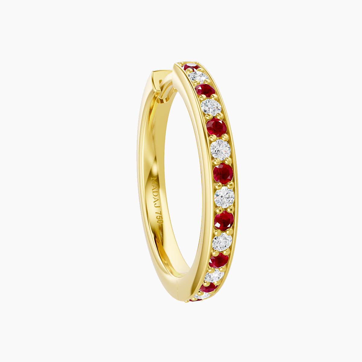 Lyssa | 18k Yellow Gold 11 mm Ruby & Diamond Hoop Piercing