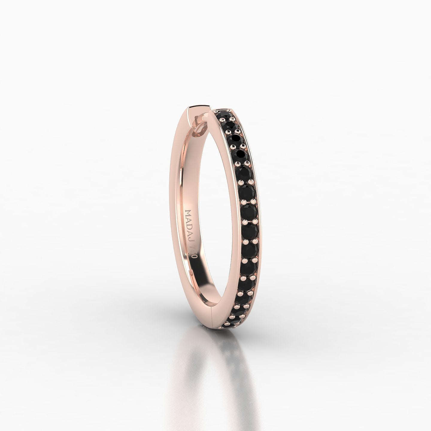 Lyssa | 18k Rose Gold 11 mm Black Diamond Hoop Piercing