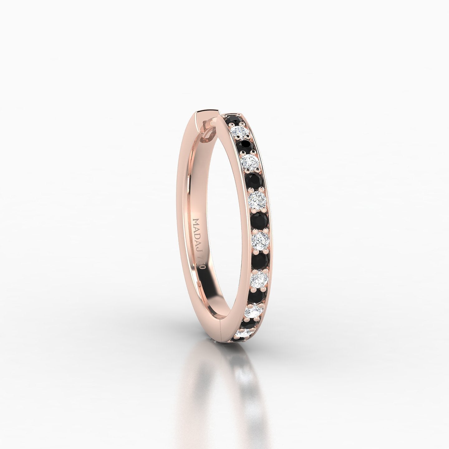 Lyssa | 18k Rose Gold 11 mm Black Diamond & Diamond Hoop Piercing