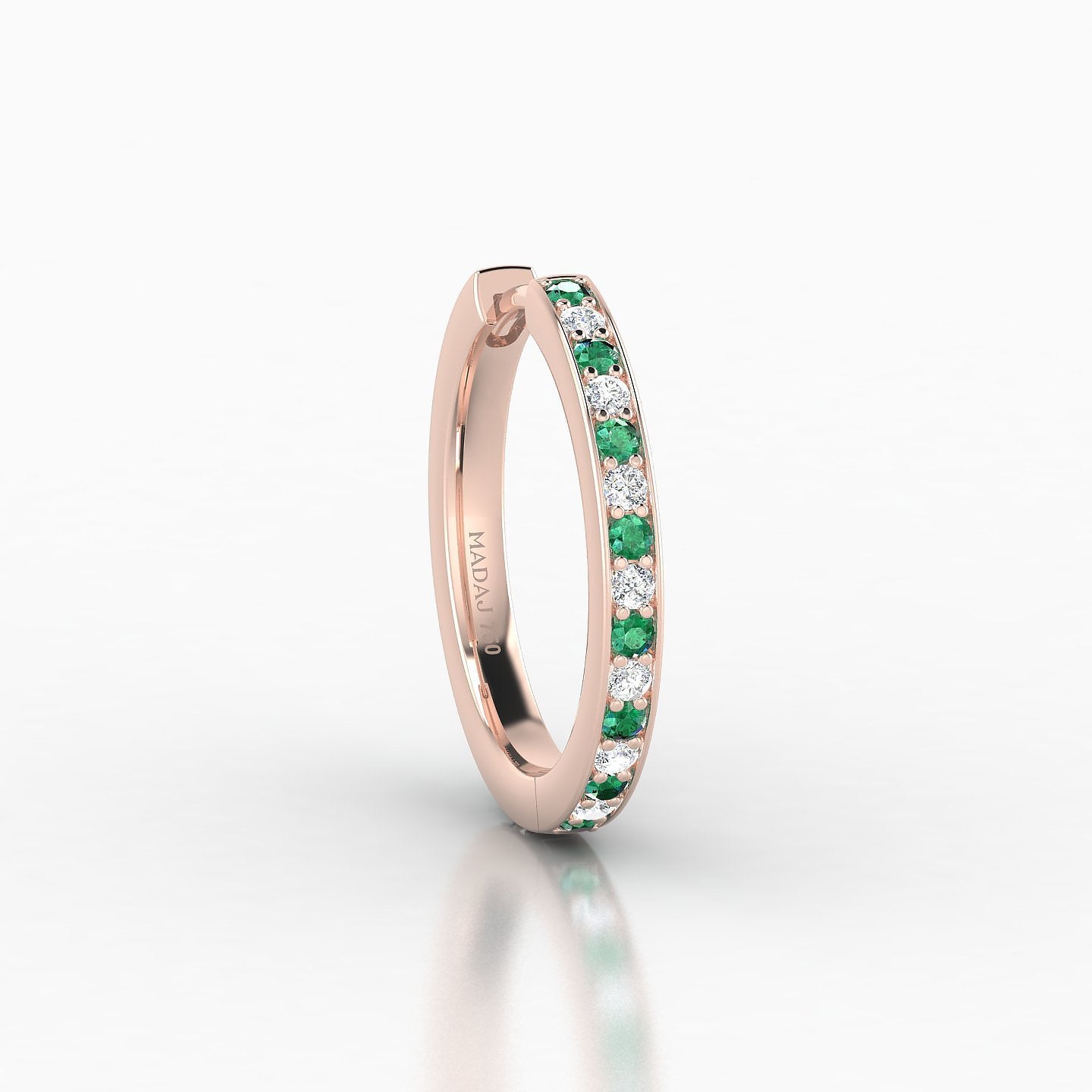 Lyssa | 18k Rose Gold 11 mm Emerald & Diamond Hoop Piercing