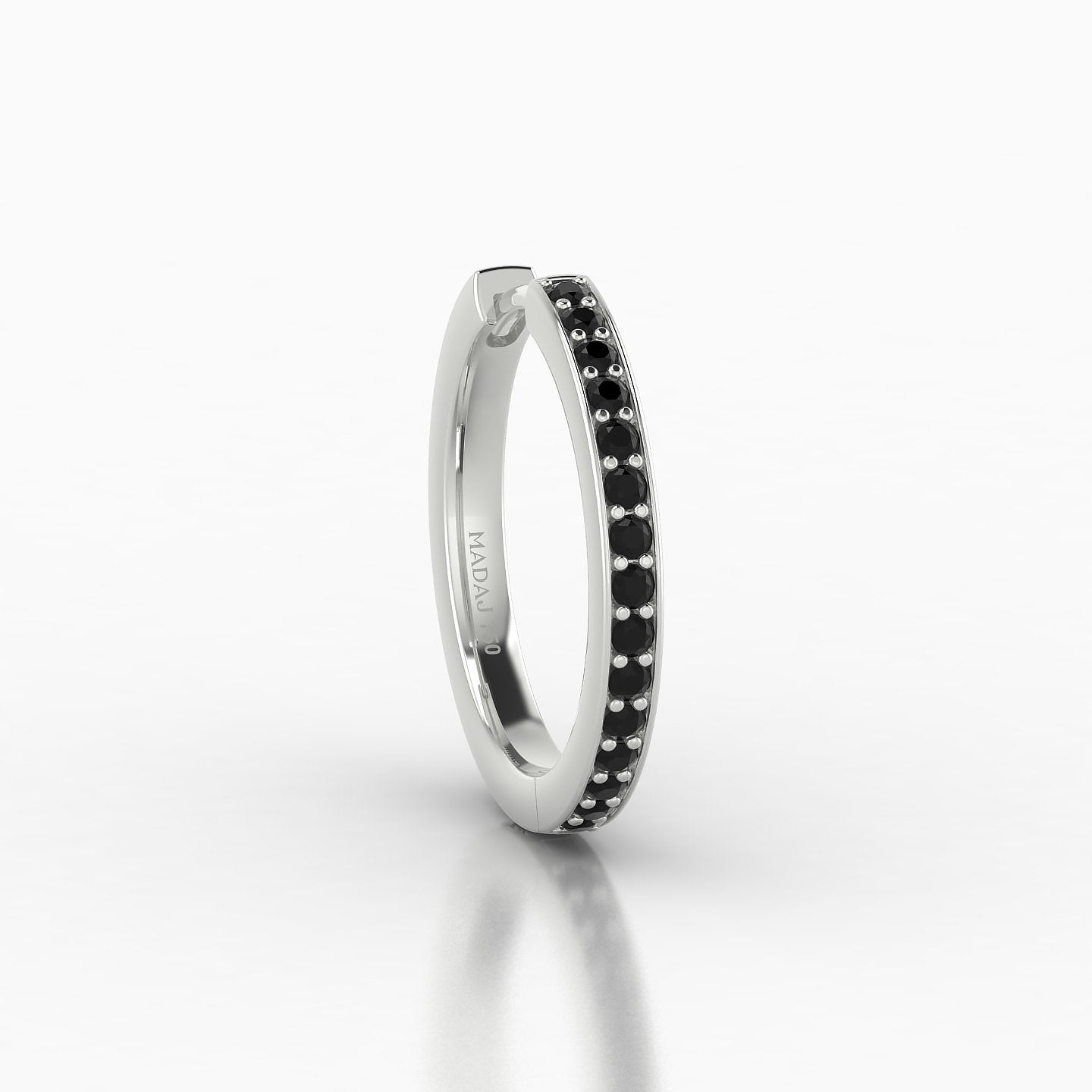 Lyssa | 18k White Gold 11 mm Black Diamond Hoop Piercing