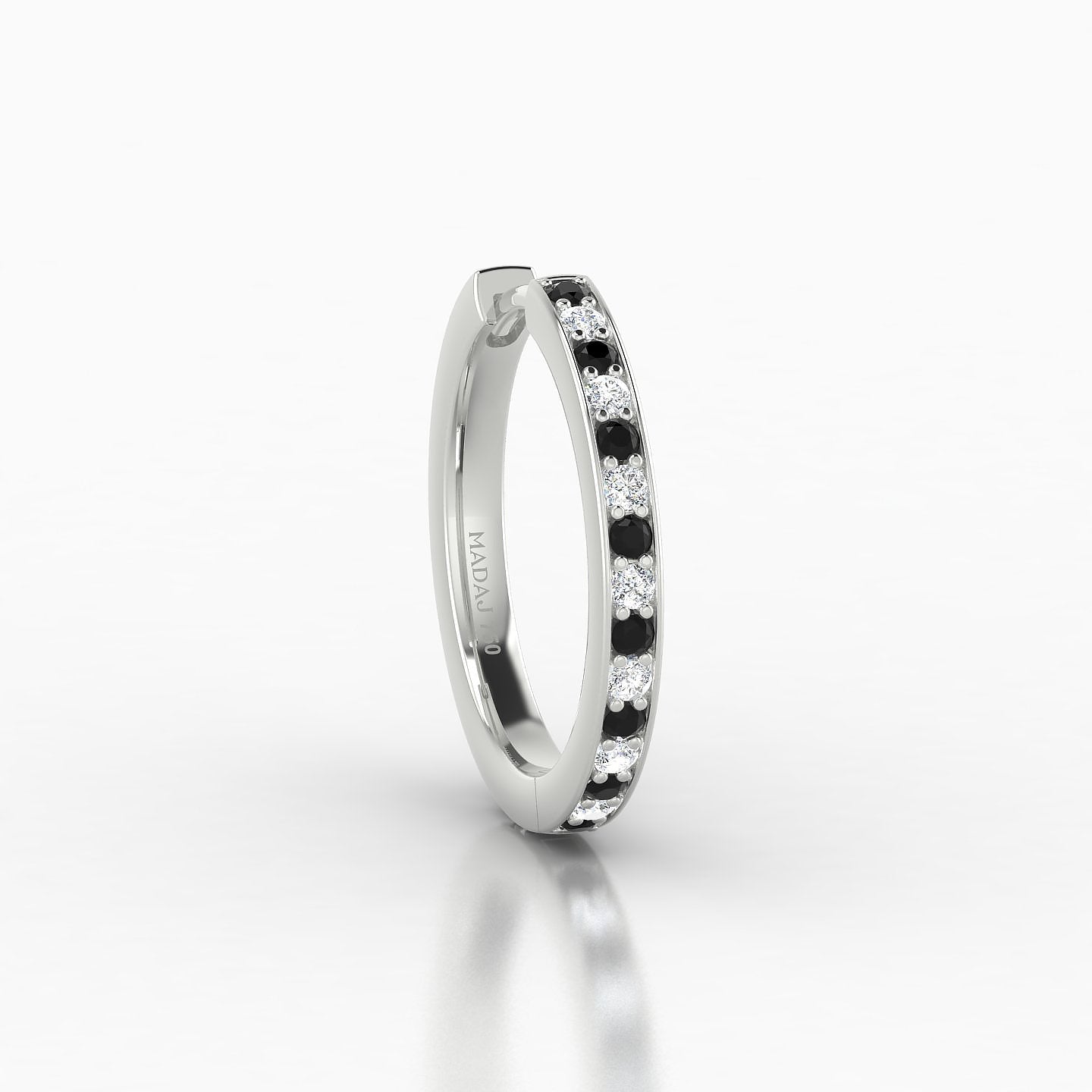 Lyssa | 18k White Gold 11 mm Black Diamond & Diamond Hoop Piercing