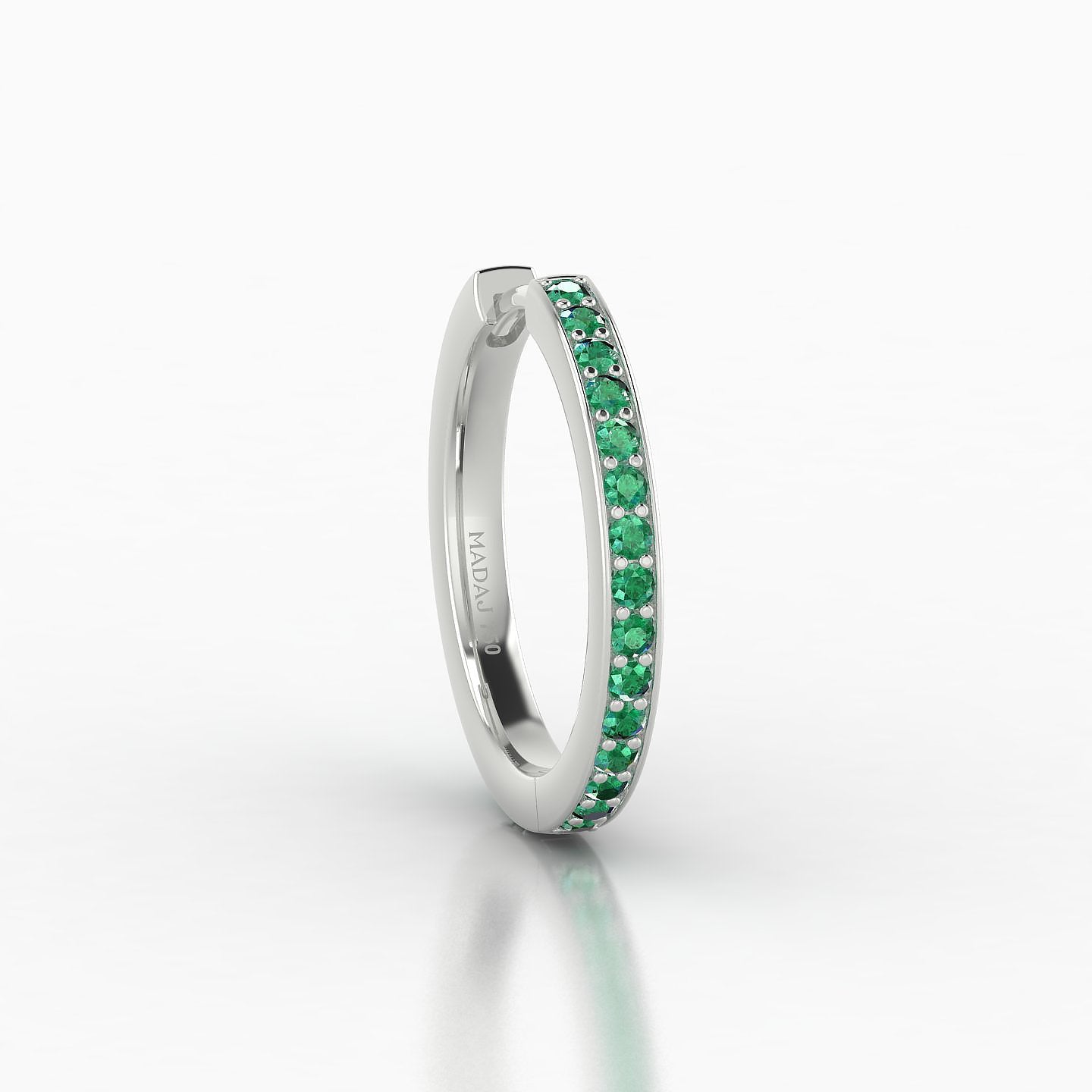 Lyssa | 18k White Gold 11 mm Emerald Hoop Piercing