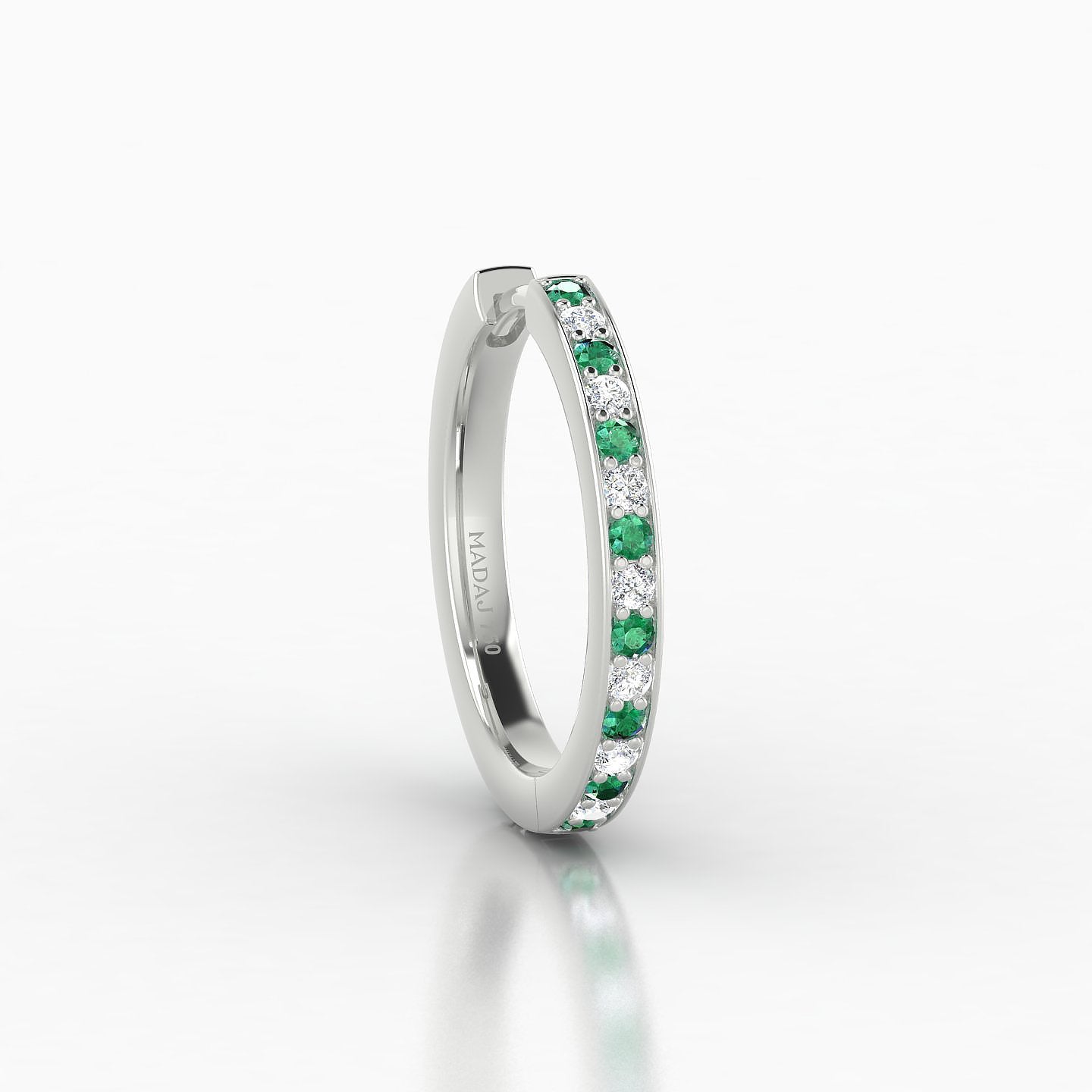 Lyssa | 18k White Gold 11 mm Emerald & Diamond Hoop Piercing