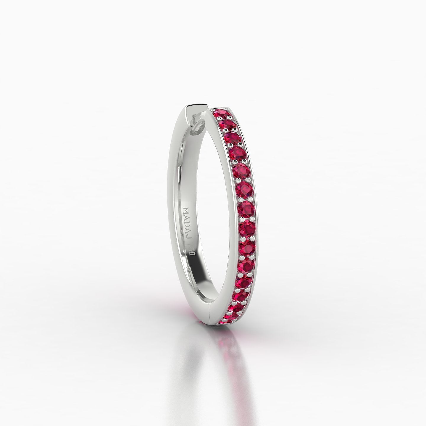 Lyssa | 18k White Gold 11 mm Ruby Hoop Piercing