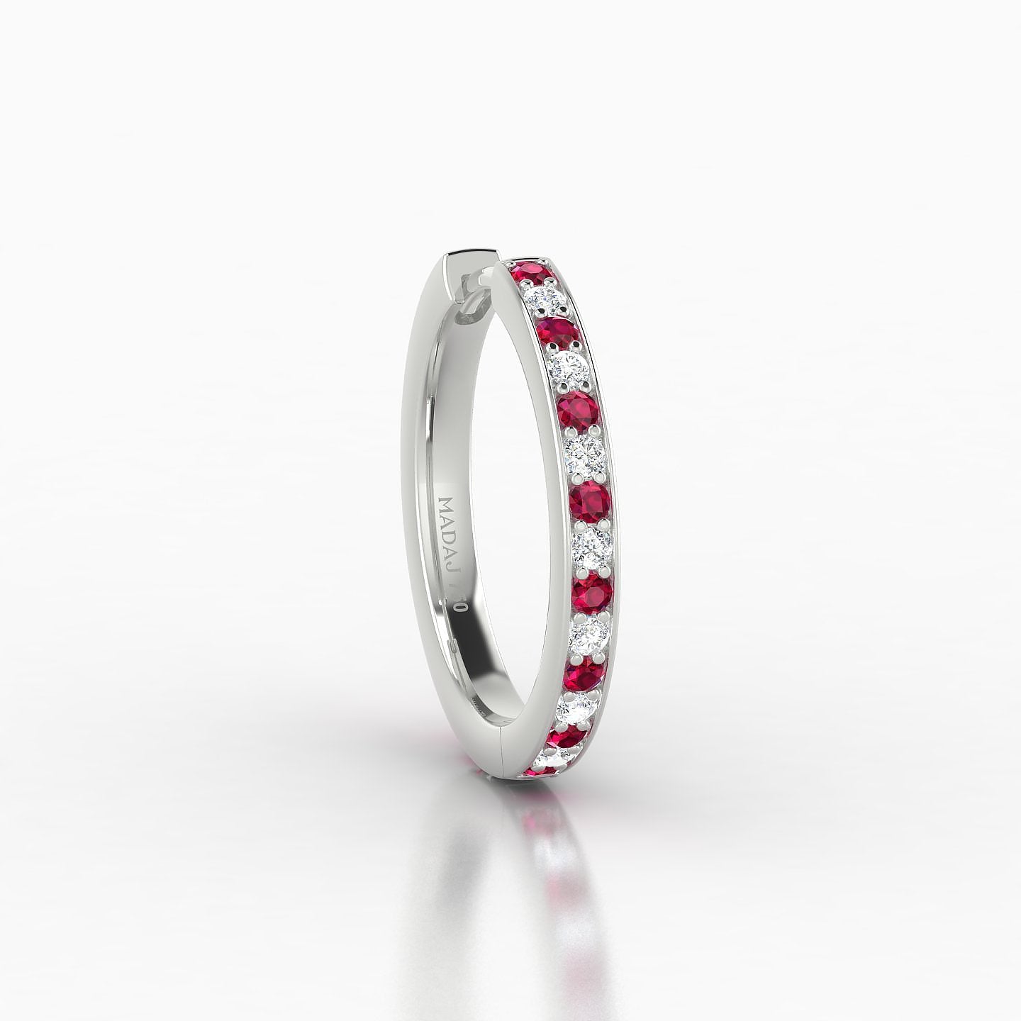 Lyssa | 18k White Gold 11 mm Ruby & Diamond Hoop Piercing