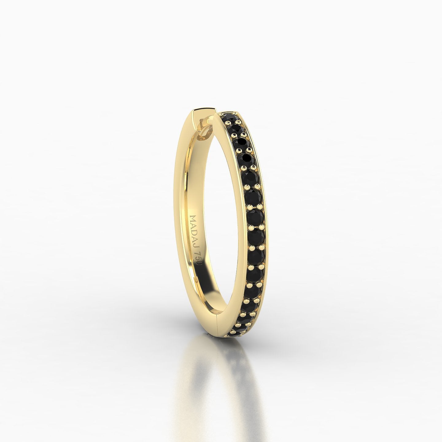 Lyssa | 18k Yellow Gold 11 mm Black Diamond Hoop Piercing