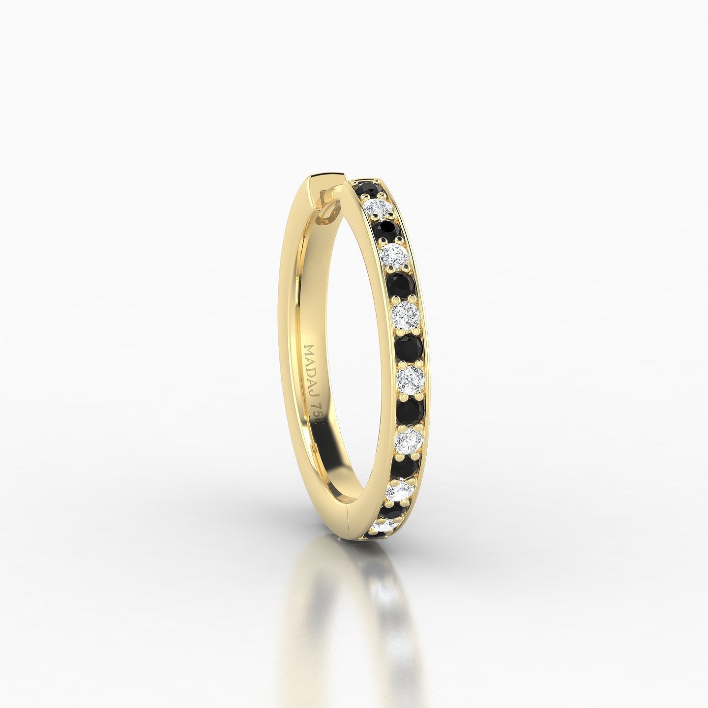 Lyssa | 18k Yellow Gold 11 mm Black Diamond & Diamond Hoop Piercing