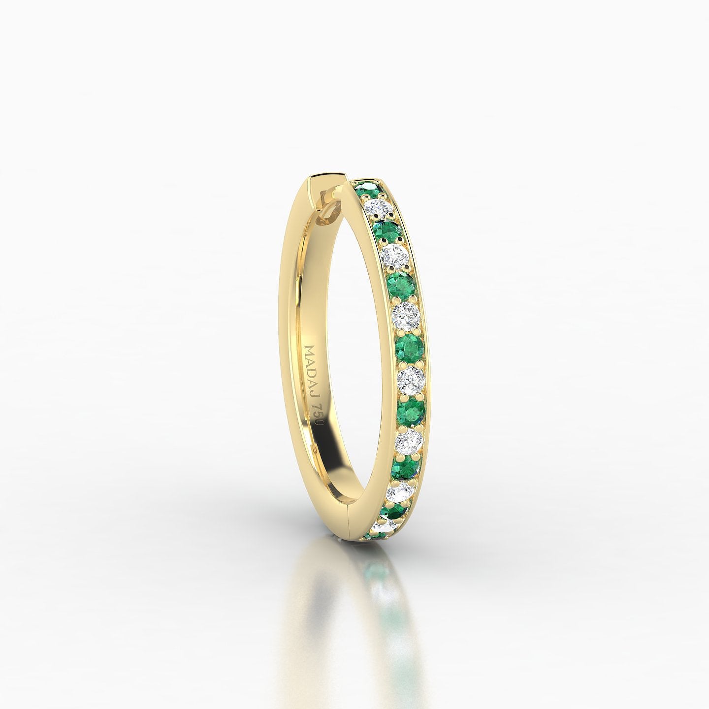 Lyssa | 18k Yellow Gold 11 mm Emerald & Diamond Hoop Piercing