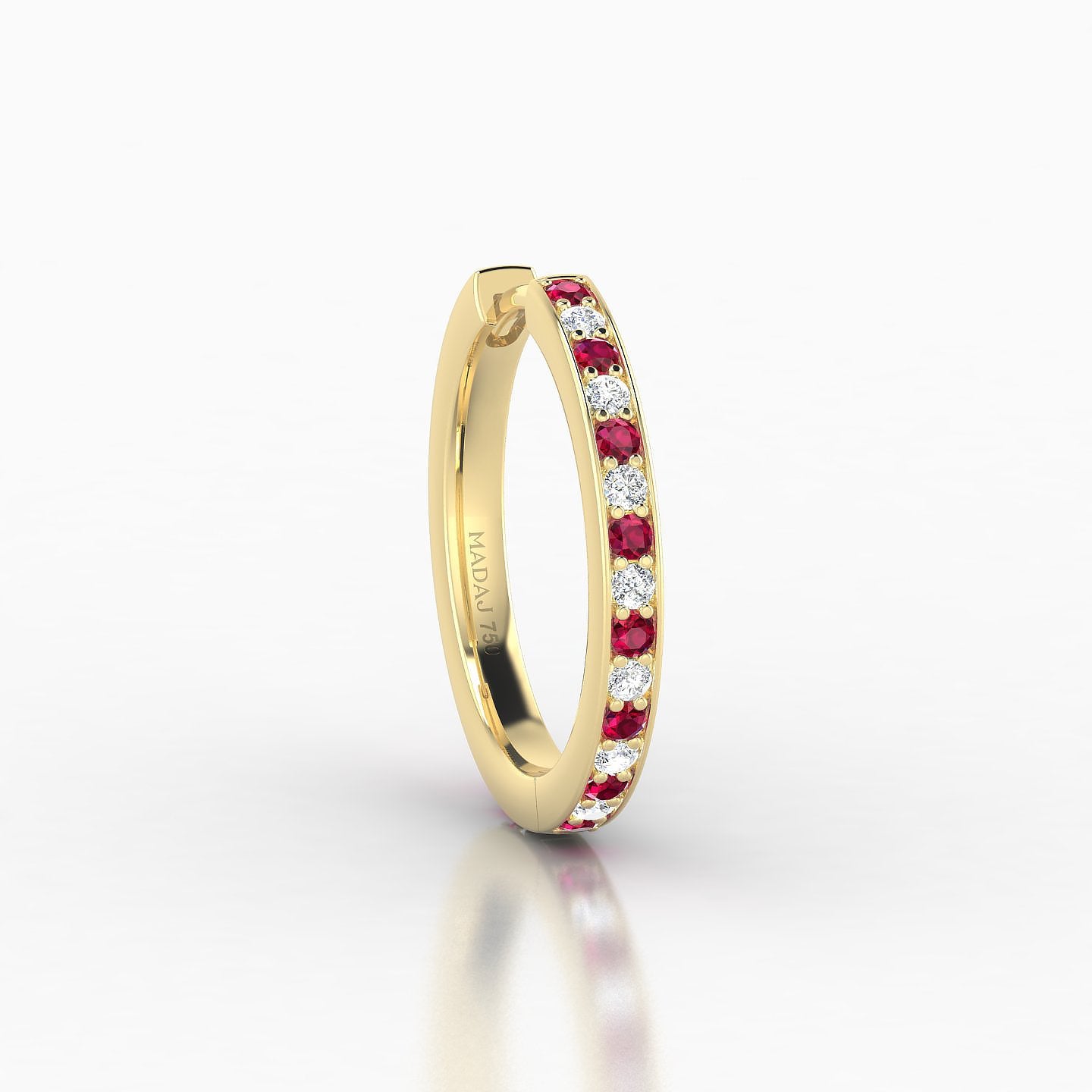 Lyssa | 18k Yellow Gold 11 mm Ruby & Diamond Hoop Piercing