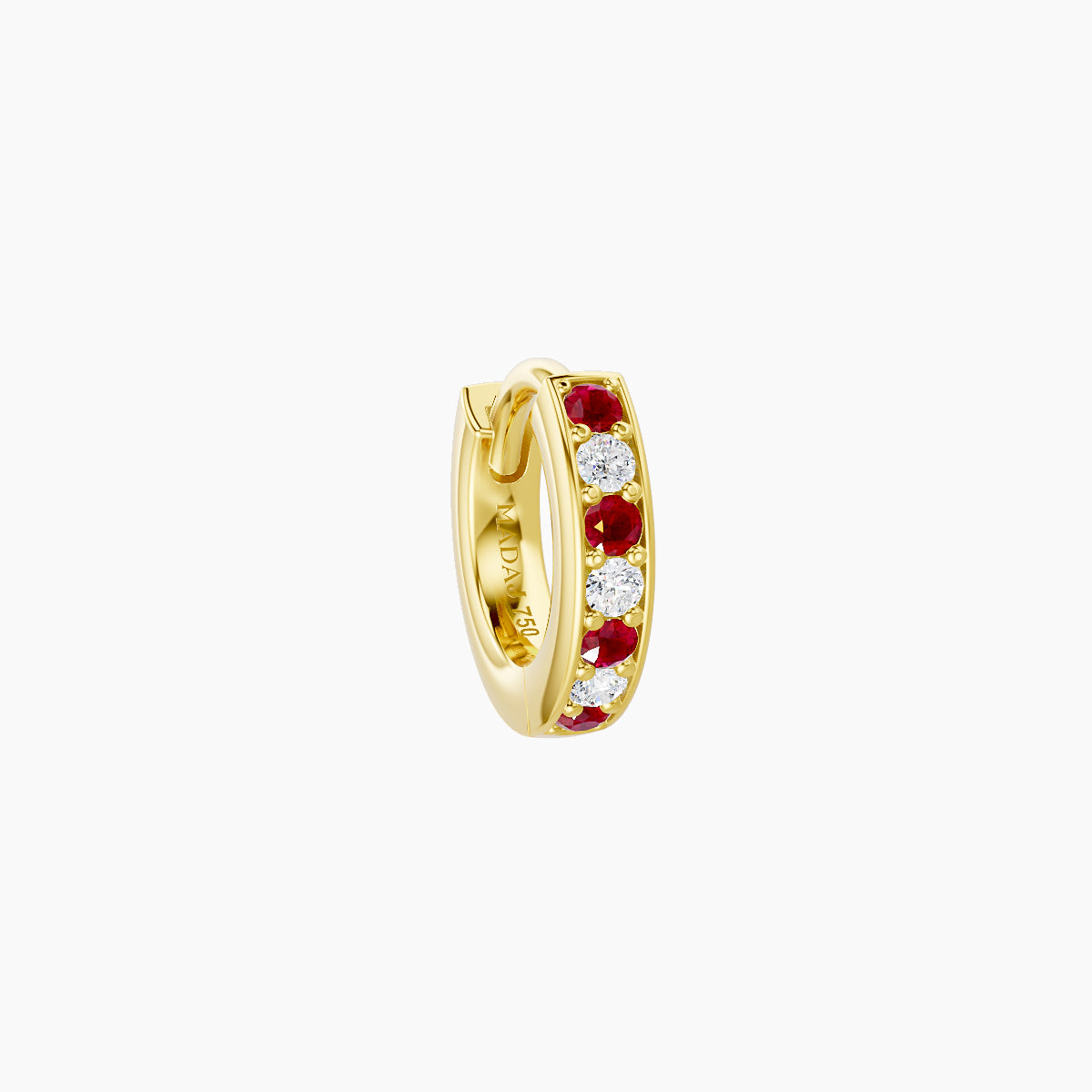 Lyssa | 18k Yellow Gold 5 mm Ruby & Diamond Hoop Piercing