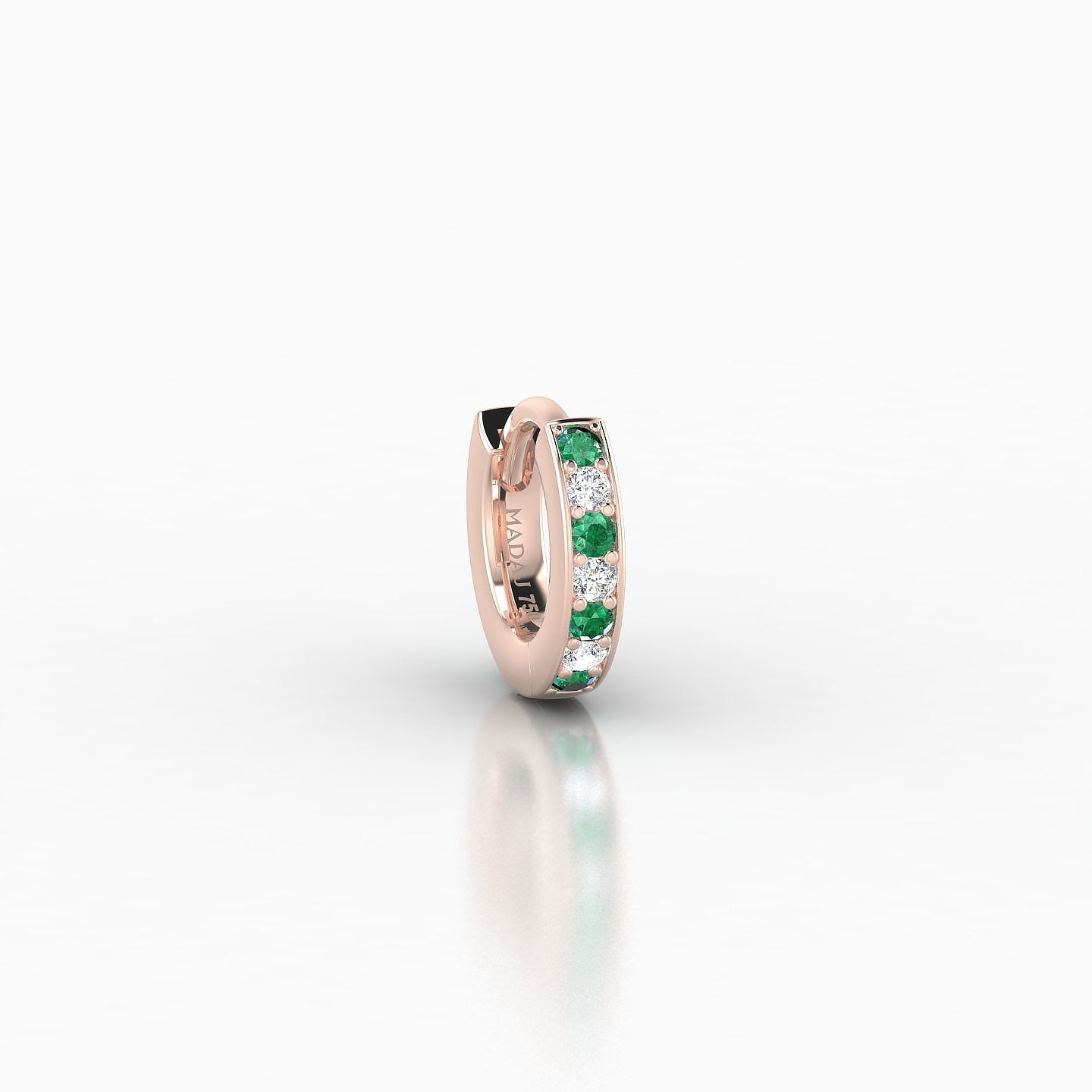 Lyssa | 18k Rose Gold 5 mm Emerald & Diamond Hoop Piercing