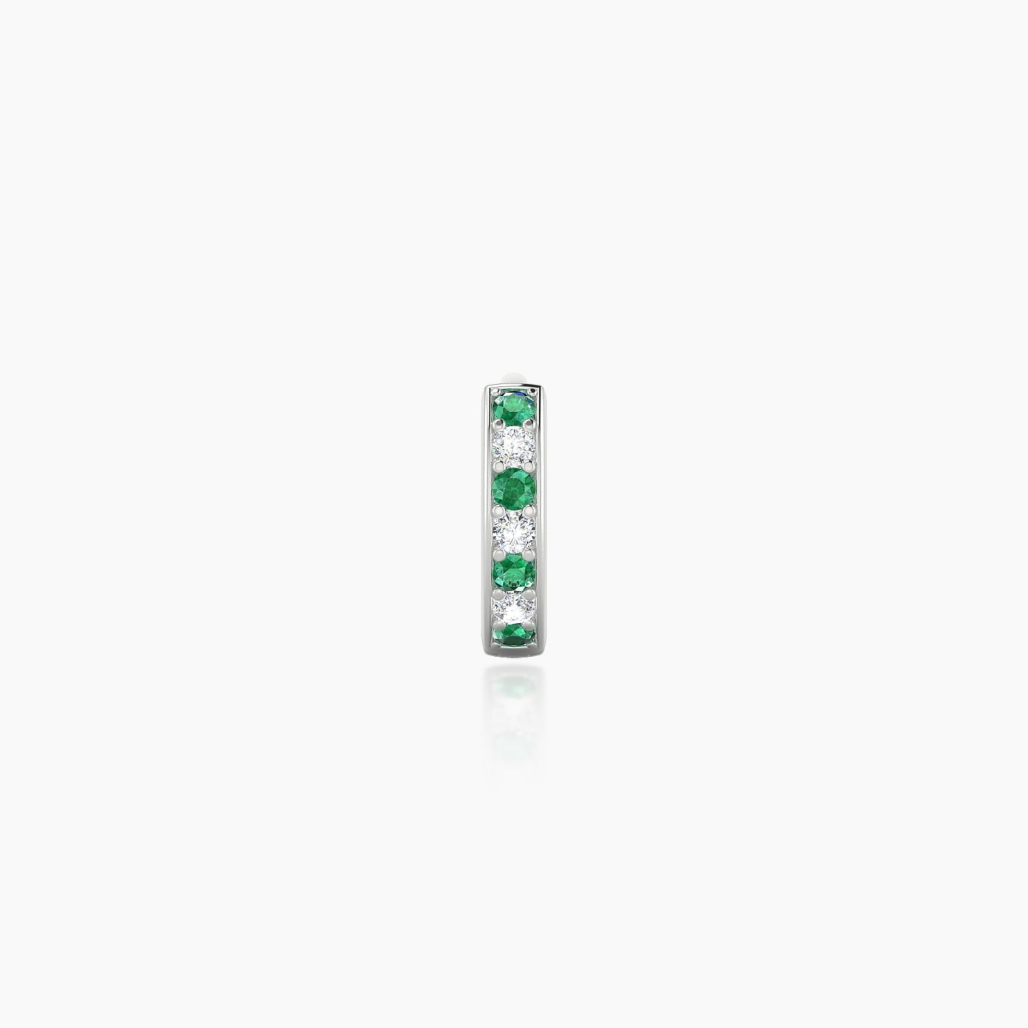 Lyssa | 18k White Gold 5 mm Emerald & Diamond Hoop Piercing