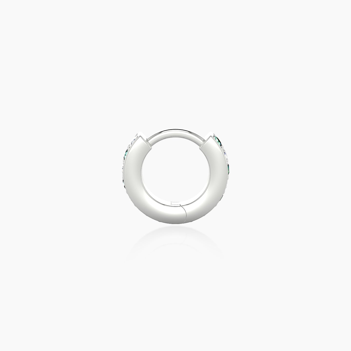 Lyssa | 18k White Gold 5 mm Emerald & Diamond Hoop Piercing