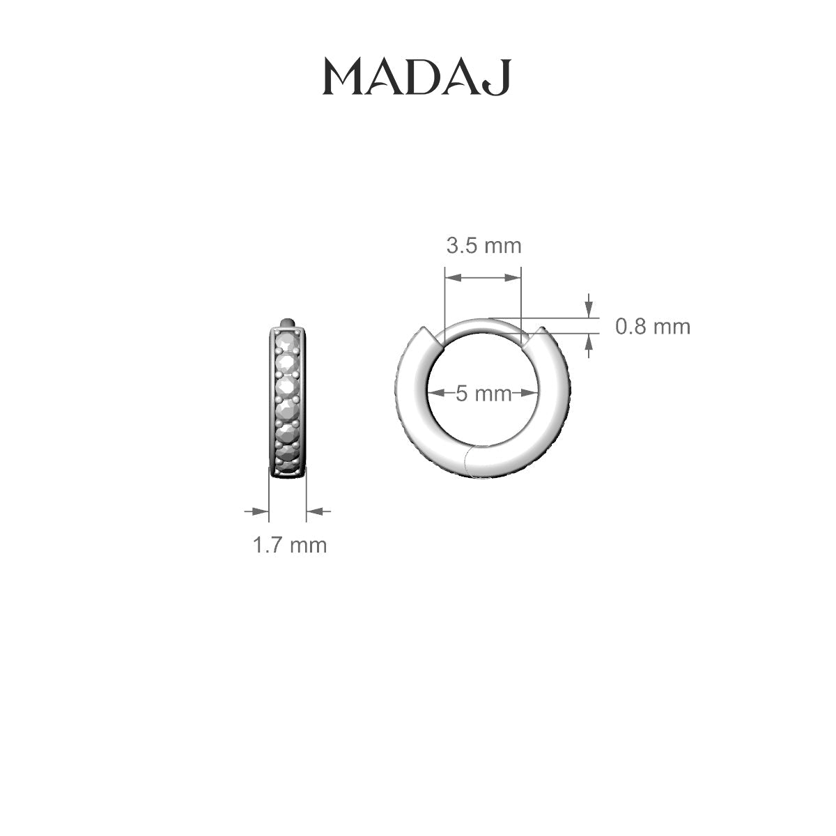 Lyssa | 18k White Gold 5 mm Black Diamond Hoop Piercing