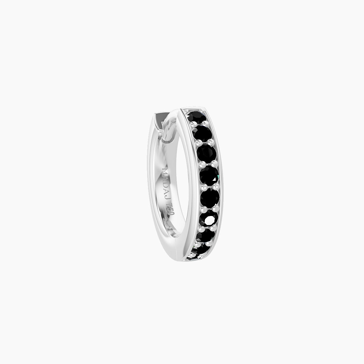 Lyssa | 18k White Gold 6.5 mm Black Diamond Hoop Piercing
