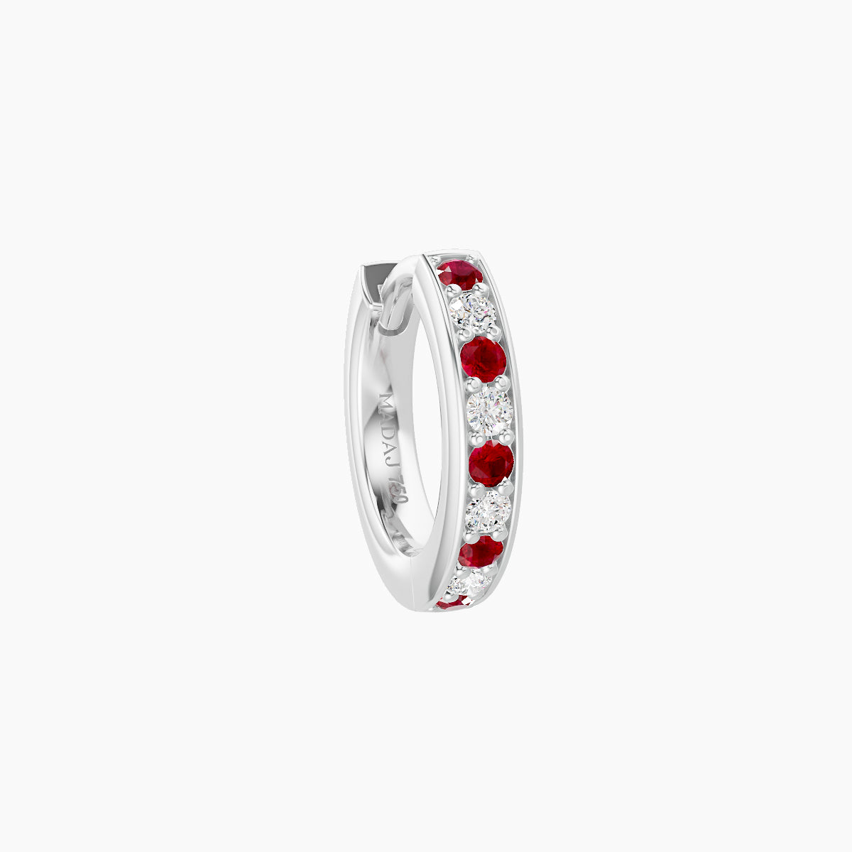Lyssa | 18k White Gold 6.5 mm Ruby & Diamond Hoop Piercing