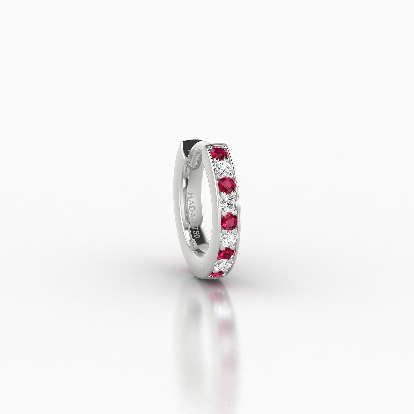 Lyssa | 18k White Gold 6.5 mm Ruby & Diamond Hoop Piercing