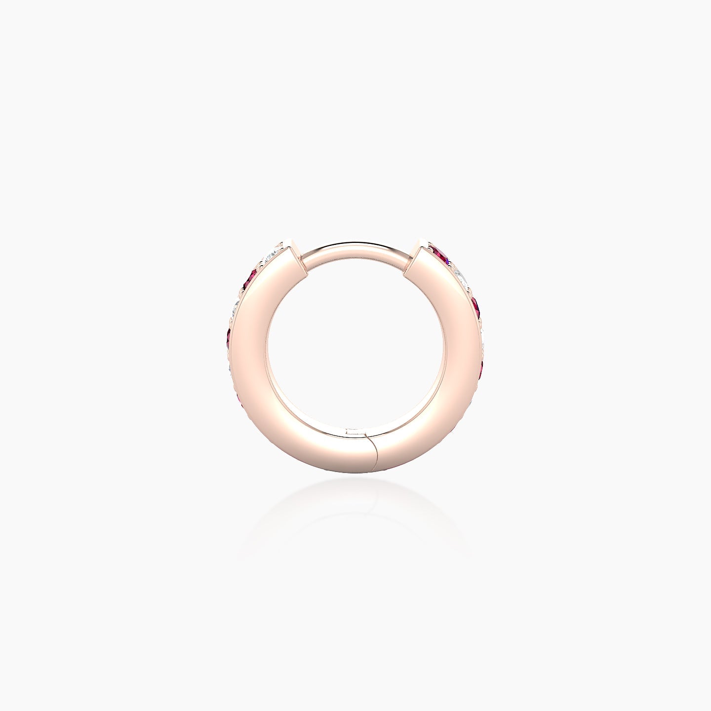 Lyssa | 18k Rose Gold 6.5 mm Ruby & Diamond Hoop Piercing