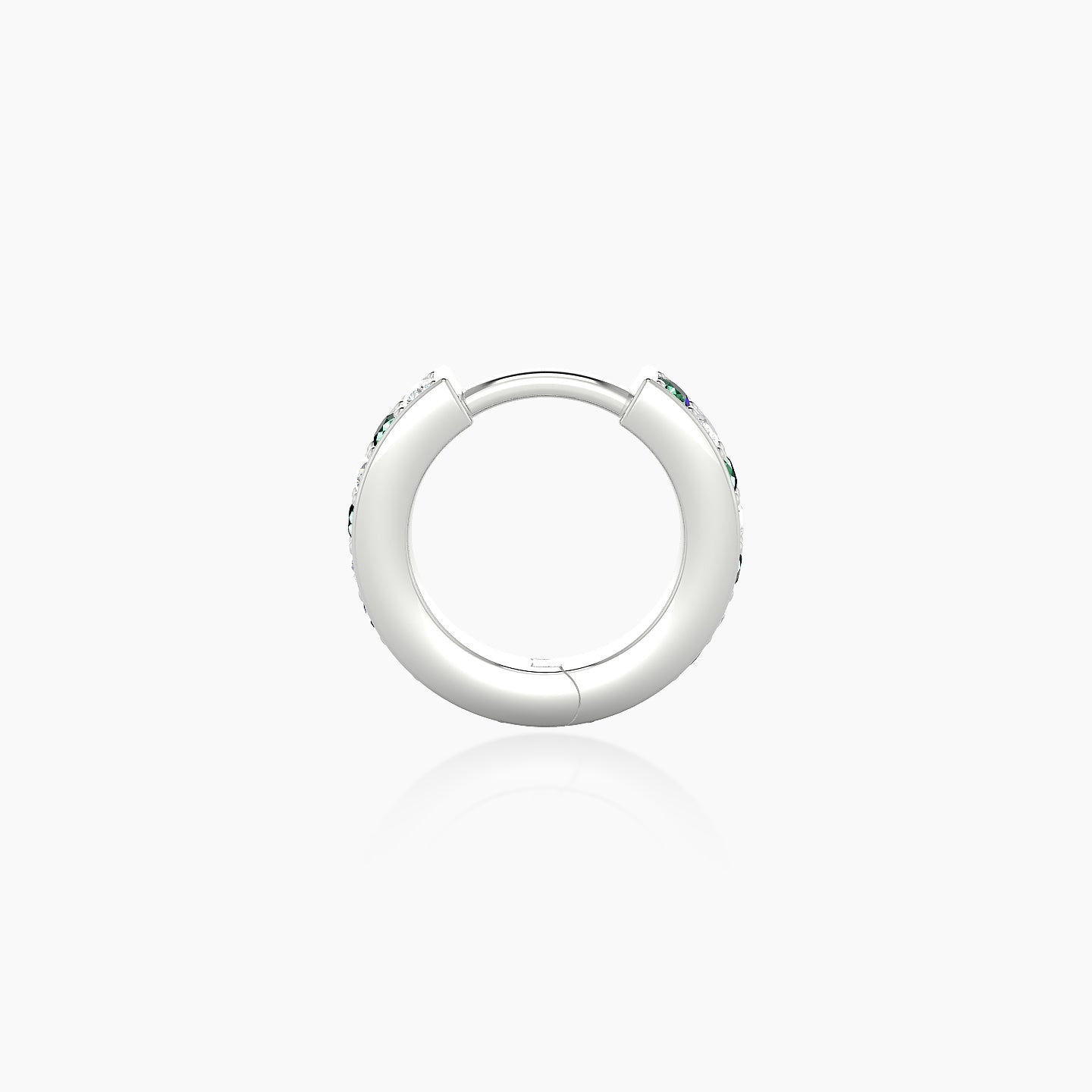 Lyssa | 18k White Gold 6.5 mm Emerald & Diamond Hoop Piercing