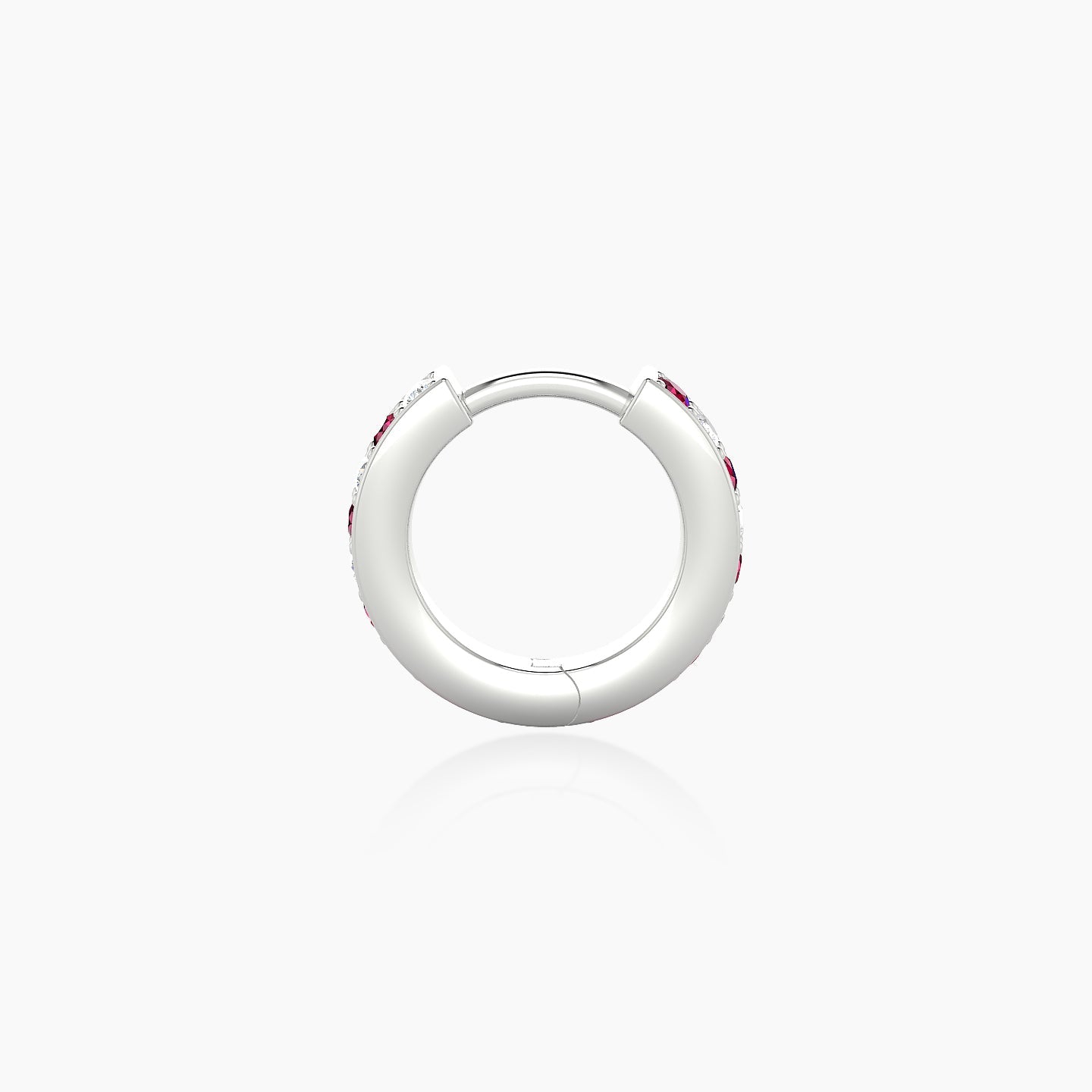 Lyssa | 18k White Gold 6.5 mm Ruby & Diamond Hoop Piercing