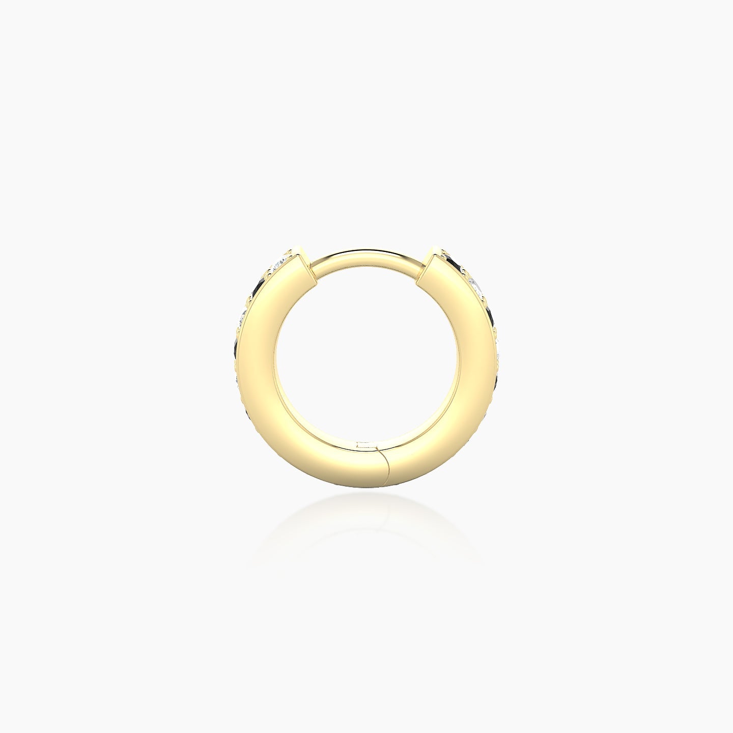 Lyssa | 18k Yellow Gold 6.5 mm Black Diamond & Diamond Hoop Piercing