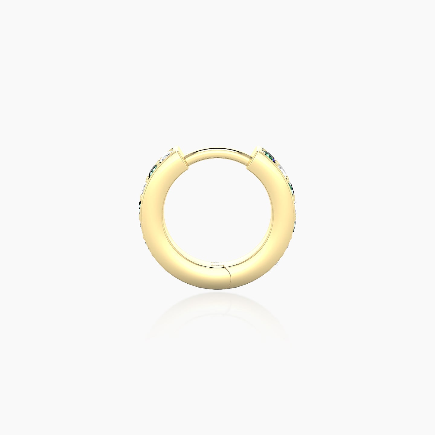 Lyssa | 18k Yellow Gold 6.5 mm Emerald & Diamond Hoop Piercing