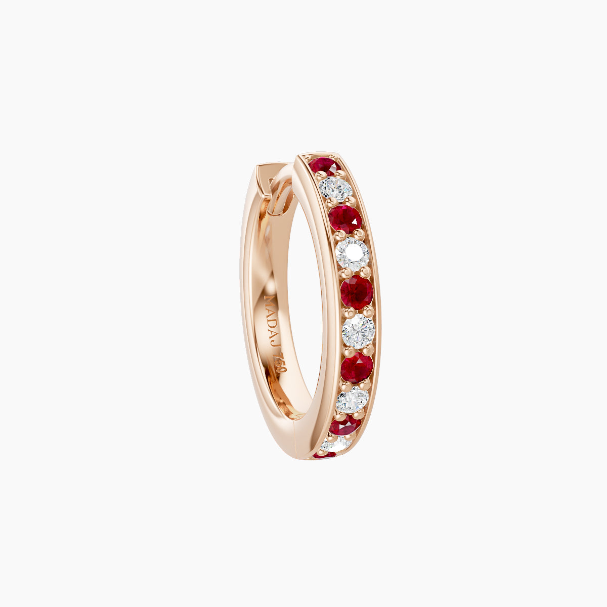 Lyssa | 18k Rose Gold 8 mm Ruby & Diamond Hoop Piercing