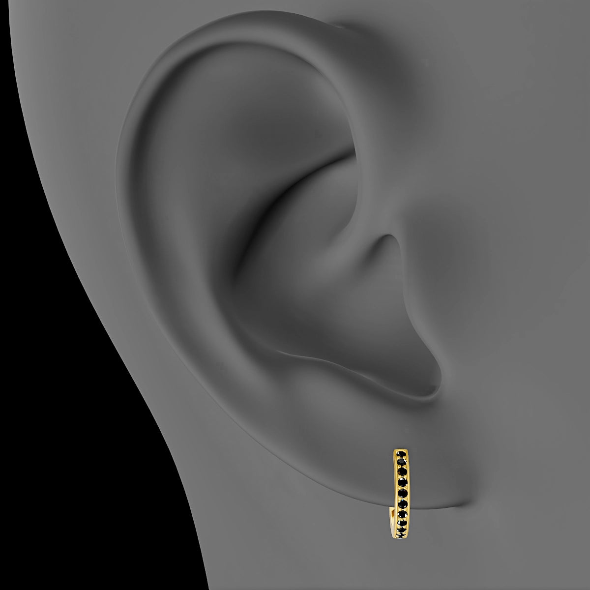 Lyssa | 18k Yellow Gold 8 mm Black Diamond Hoop Piercing