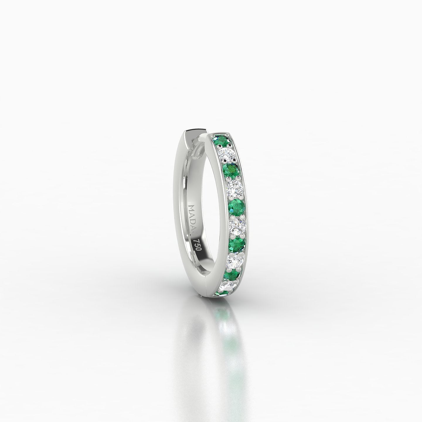 Lyssa | 18k White Gold 8 mm Emerald & Diamond Hoop Piercing